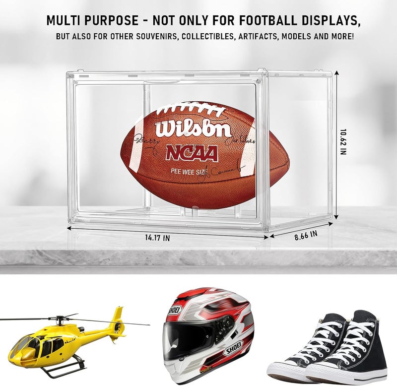 KKU Football Display Case, Acrylic Clear Football Case Full Size with Magnetic Door, Professional Memorabilia Football Display Boxes Football Holder Dust and UV Protection - Image 5